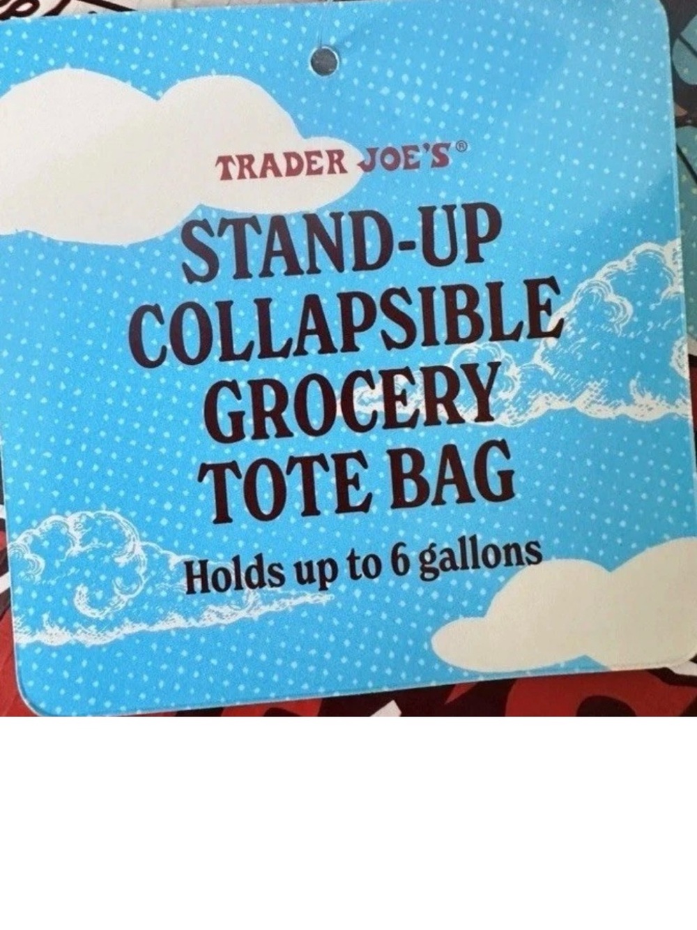 Trader Joe's Stand-Up Collapsible Grocery Tote Bag - Blue & White x2 - Picture 2 of 6